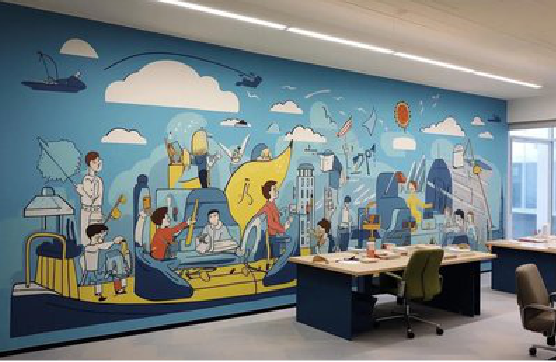 百色办公室墙绘的特点。