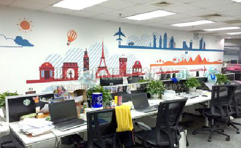 百色教你设计办公室墙绘的方法。